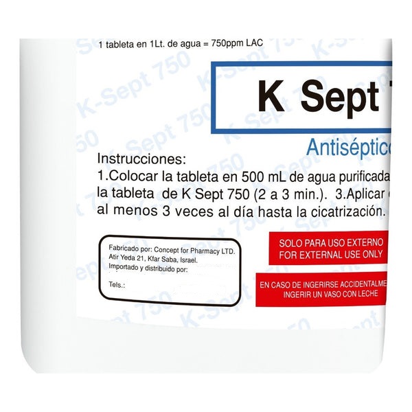 Ksept 750 ppm Trocloseno de Sodio NaDCC TABLETA EFERVESCENTE, EN 1 LITRO DE AGUA PARA OBTENER 750 PPM DE CLORO LATENTE ACTIVO (LAC) C/UNA. ENVASE CON 100 TABLETAS - Image 4